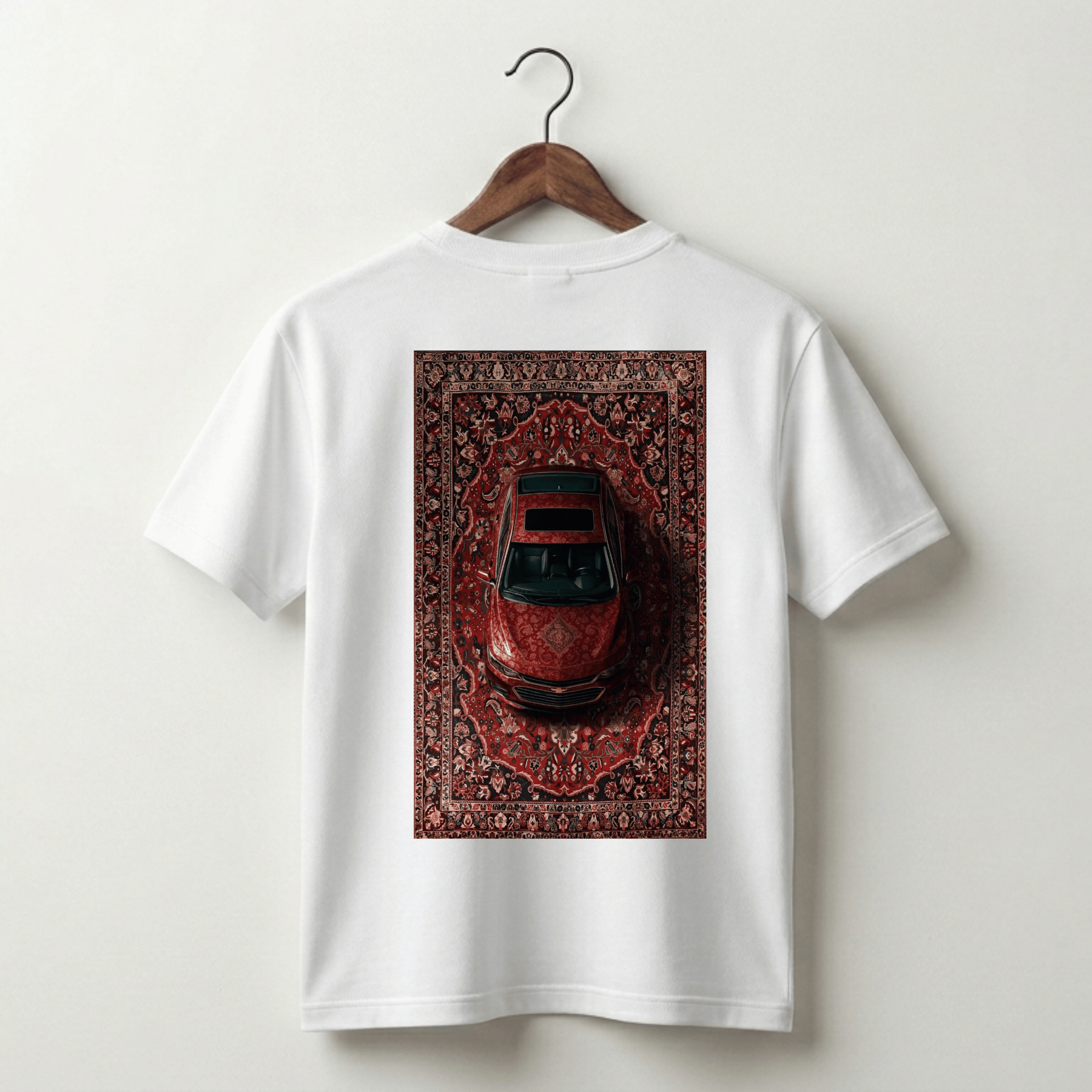 VLVRA Red Car Crimson Carpet Oversized T-Shirt – 220 GSM Interlock