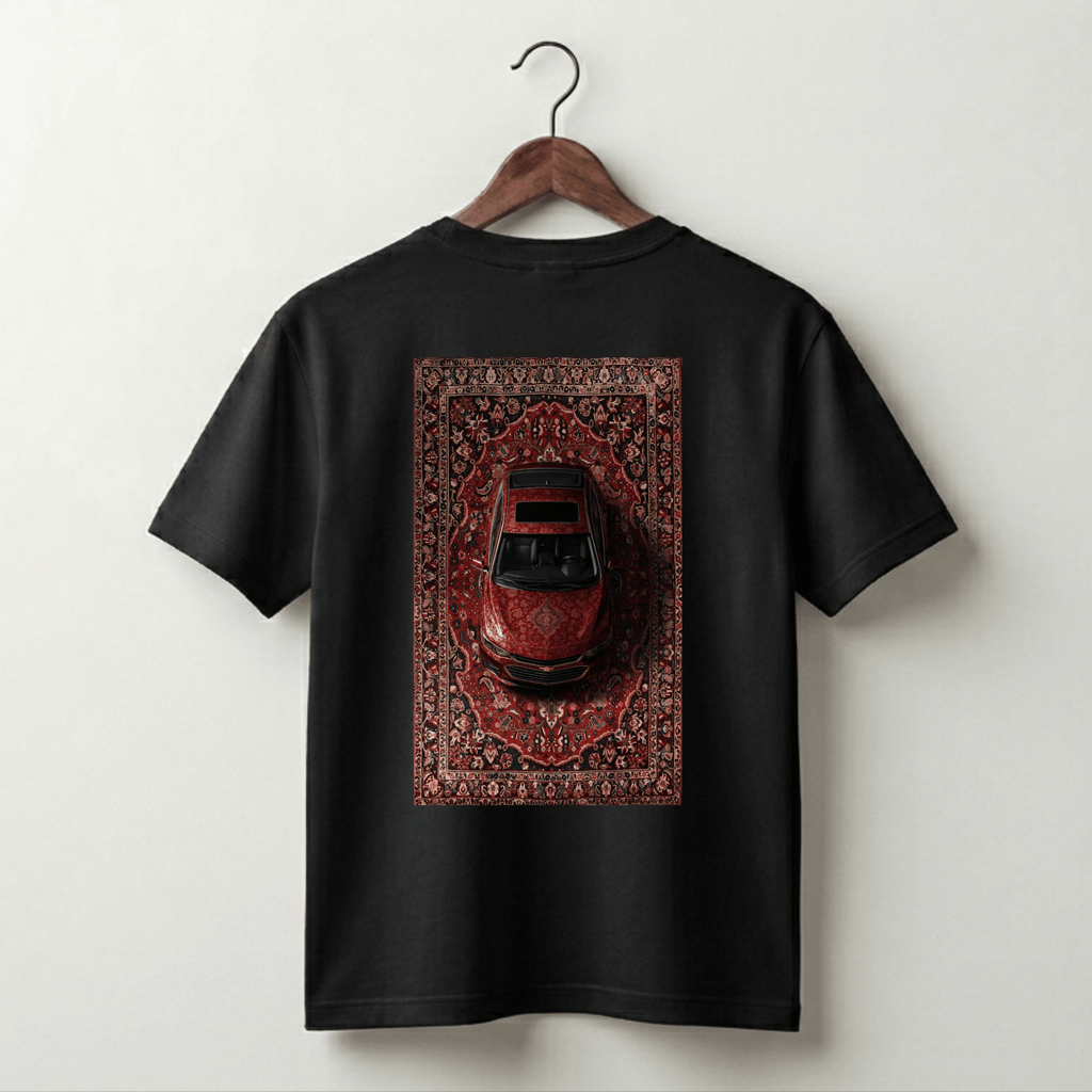 VLVRA Red Car Crimson Carpet Oversized T-Shirt – 220 GSM Interlock