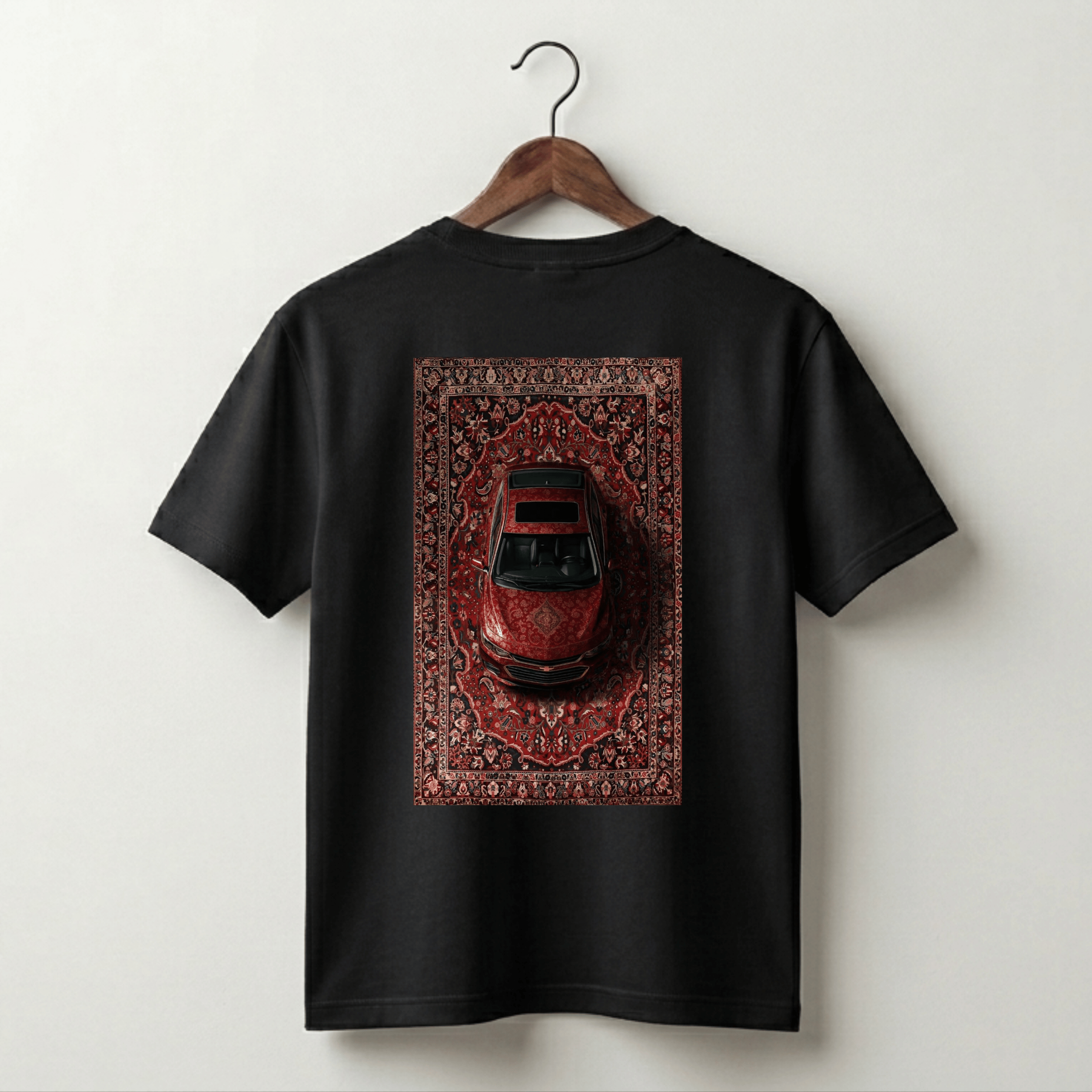 VLVRA Red Car Crimson Carpet Oversized T-Shirt – 220 GSM Interlock