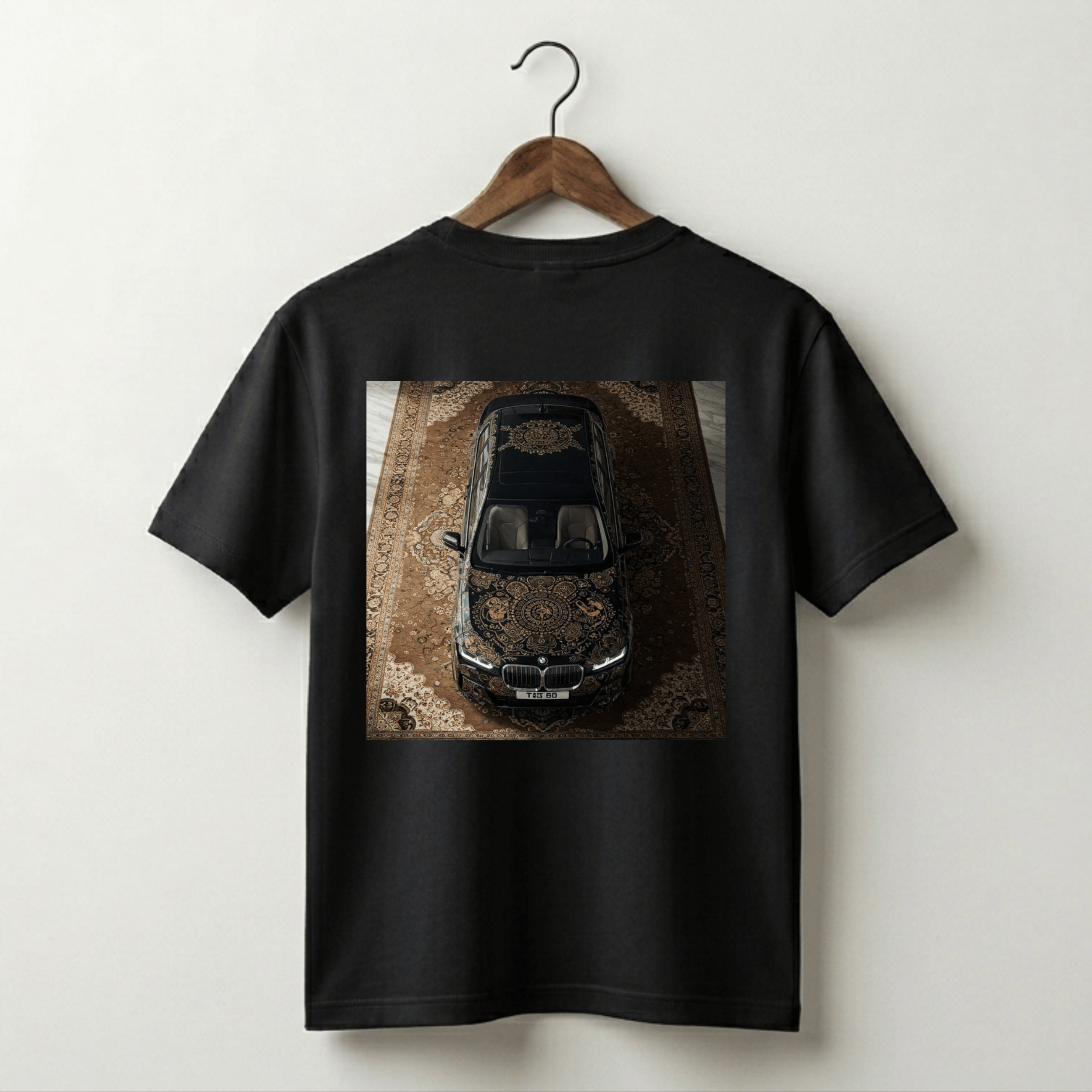 VLVRA Black BMW Mandala Carpet Oversized T-Shirt – 220 GSM Interlock